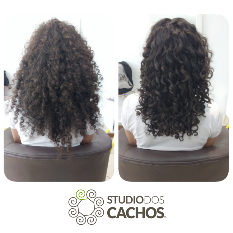 Antes e Depois com cachos definidos