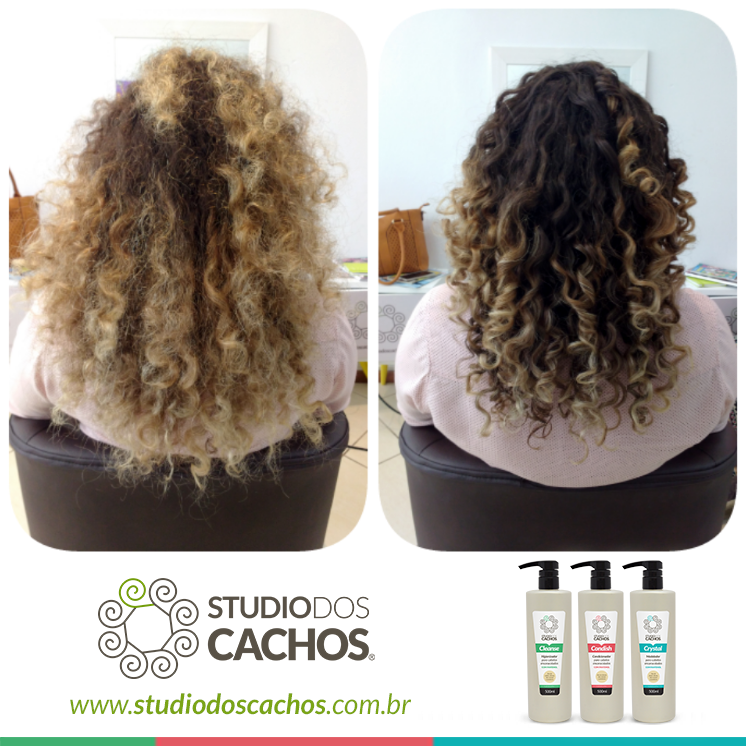 Antes e Depois em cachos com mechas