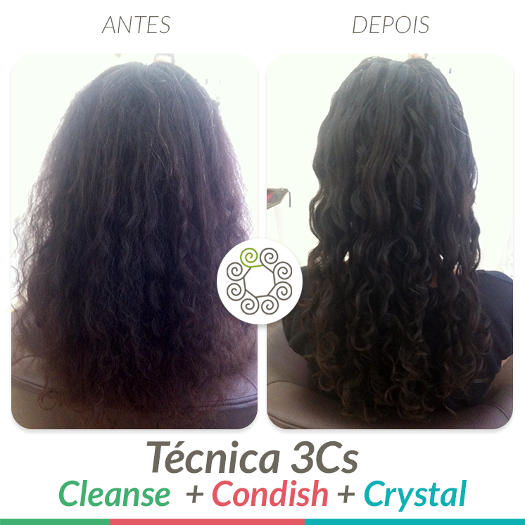 T&eacute;cnica 3Cs do Studio dos Cachos: Cleanse + Condish + Crystal