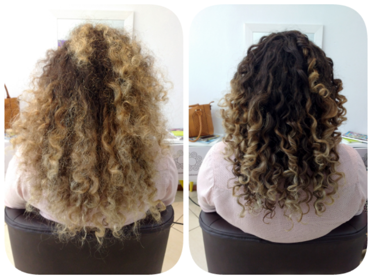 Antes e Depois em cachos com mechas